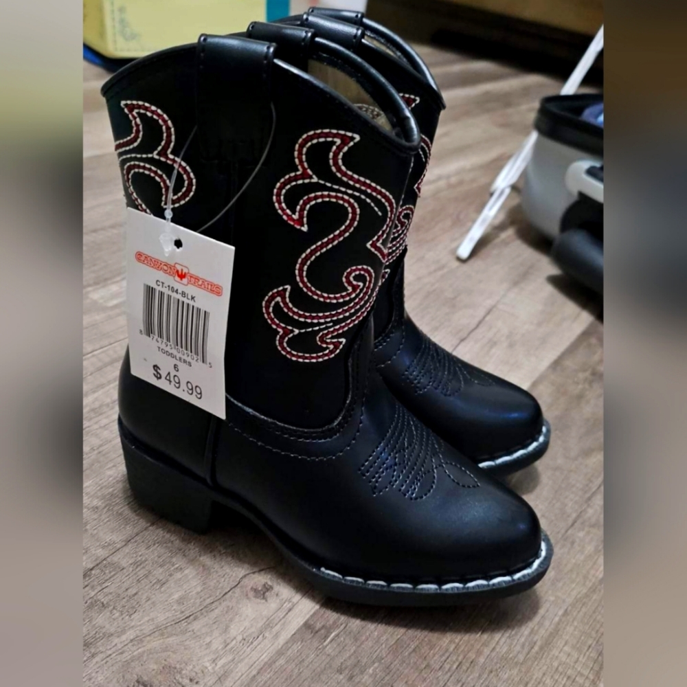 BRAND NEW canyon lake toddler cowboy boots black 6